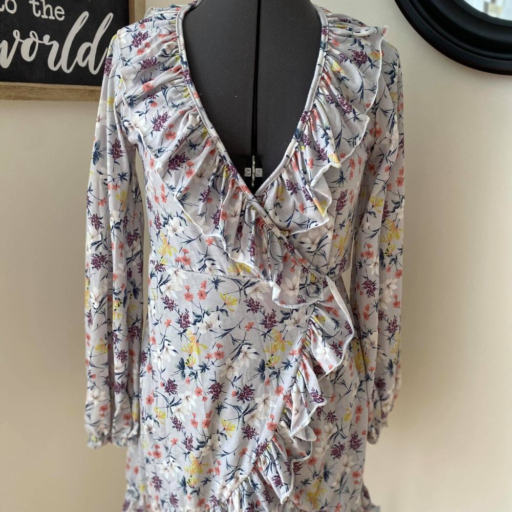 Floral mini wrap dress
